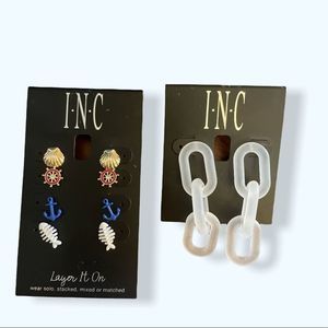 NWT  INC jewelry gift set nautical 4 pair stud earrings & link dangle earrings